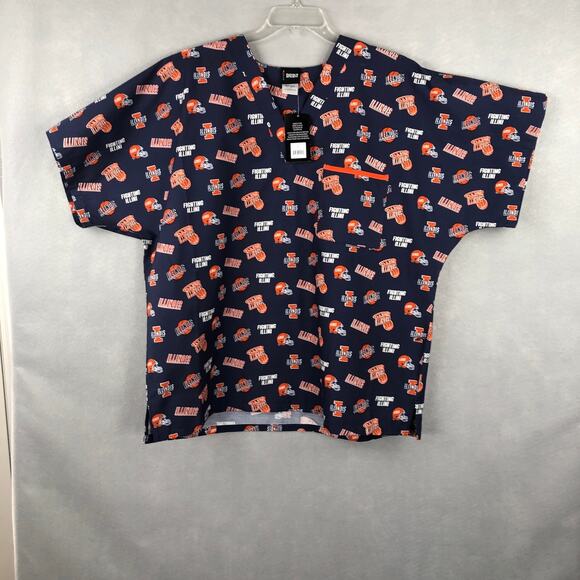 Scrub Dudz XL Illinois Fighting Illini Scrub Top - Picture 1 of 8